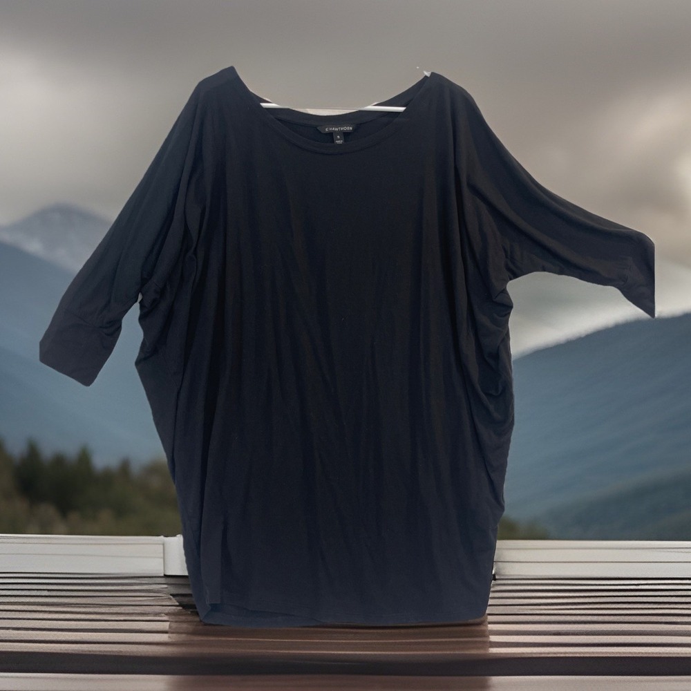 41 hawthorn Anthropologie Dolman‎ Sleeve Womens Sz XL Modal Black Mini Dress